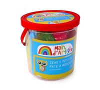 MAIN D'ARTISTE Hand of Artist 030019 Soft Modelling Clay Bucket with 5 Pots and 12 Accessories - Painted - 16 cm x 15 cm - For Ages 3 and Above