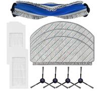 Main Side Brush Filter Mop Cloth Kit para ECOVACS para DEEBOT N20 / N20 PLUS / N20 PRO PLUS, piezas de repuesto con cepillo principal, cepillos laterales, filtros y fundas de microfibra (A)