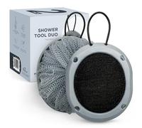 MainBasics Shower Tool Duo 2-1 Esponja de lufa de ducha y exfoliante corporal (paquete de 2, Skyway)