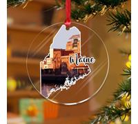 Maine - Adorno de Navidad con impresión artística de la nación, regalo redondo, recuerdo, discos acrílicos transparentes, orgullo del estado, bandera patriótica, colgante para decoración de árbol de