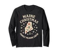 Maine Christmas Shirt Family Pijama Crew Tree Snow ME State Manga Larga