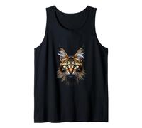 Maine Coon Cat - Arte facial realista negro Camiseta sin Mangas