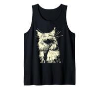 Maine Coon Cat Cantando Punk Rocker Felino Animal Grunge Camiseta sin Mangas