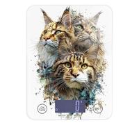 Maine Coon Cat Cute 3D - Báscula de viaje impermeable para alimentos, 11 libras/0 18 onzas, 5 kg/5 g (Escenario) con 4 unidades para asar bascula digital de peso para comida