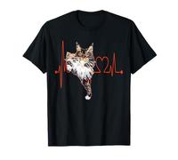 Maine Coon Cat Heartbeat ECG Funny I Love My Cat Camiseta