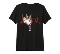 Maine Coon Cat Heartbeat ECG Funny I Love My Cat Camiseta Premium