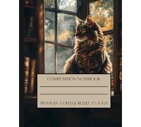 Maine Coon Cat in Library Composition Notebook
