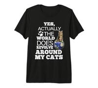 Maine Coon Cat The World Does Revolve Around My Cats Camiseta Premium