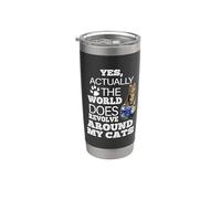 Maine Coon Cat The World Does Revolve Around My Cats Vaso térmico de acero inoxidable de doble pared