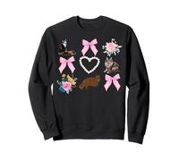 Maine Coon Cat Toile Art con Lazos Rosas y Rosas Sudadera