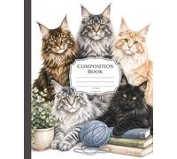 Maine Coon Cats Composition Notebook: Wide Ruled Composition Book | 110 Pages (55 Sheets) | Perfect for School, Work, Journaling, Notes & Cat Lovers