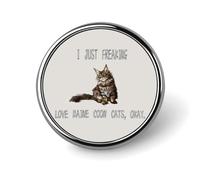 Maine Coon Cats Round Brooch Pin Badge Lapel Tie Pin for Women Men Office Worker Teacher Decor