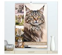 Maine Coon Kalender - Majestätische Katzen in der Natur (hochwertiger Premium Wandkalender 2026 DIN A2 hoch), Kunstdruck in Hochglanz: Katzenkalender ... der beliebten Rasse in jeder Jahreszeit