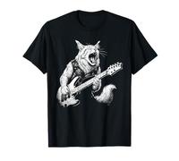 Maine Coon Kitty Cat Rock Guitarra Eléctrica Metal Diseño Punk Camiseta
