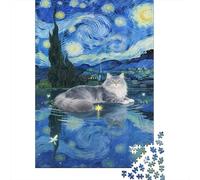 Maine Coon Rompecabezas Imposible,desafío for Adults Cielo Nocturno Estrellado Entretenimiento Creativo 1000 Piezas Obra De Arte De Juego De para Adultos Y Niños A Partir De 12 Años 1000pcs (75x50cm)