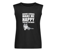 Maine Coons Make Me Happy You Not So Much Vest Tank T-Shirt Men's Black Unisex Sleeveless Tops Tee, Negro , L