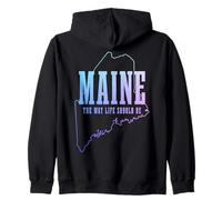 Maine: La Forma de Vivir debería ser Pine Tree State Map Pride Sudadera con Capucha