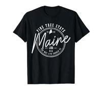 Maine Pine Tree State EST. 1820 Mapa Patriótico Orgullo Vintage Camiseta gráfica económica, Hombre, Negro, M