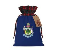 Maine State Flag Print Christmas Drawstring Gift Festive Packaging Christmas Birthday Bags Wrapping Needs
