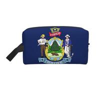 Maine State Flag Print Travel Makeup Portable Cosmetic Organizer Pouch Large Bag Storage Bag Bag