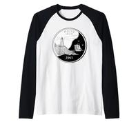 Maine State Quarter - Faro, Costa Rocosa y Goleta Camiseta Manga Raglan