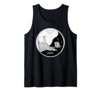 Maine State Quarter - Faro, Costa Rocosa y Goleta Camiseta sin Mangas