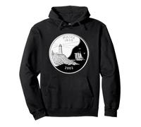 Maine State Quarter - Faro, Costa Rocosa y Goleta Sudadera con Capucha