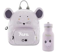 Mainely Personalizable Mochila infantil “Ratón” - tirantes ajustables & cremalleras aptas para niños - para guardería & jardín de infancia - personalizada con nombre - Trixie
