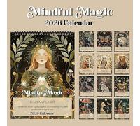 Mainiusi Calendario de pared 2026 Mindful Magic 2026, calendario mensual, vista mensual, 12 meses, con citas inspiradoras, calendario cómic, calendario de pared 2026 para oficina, familias, hoteles