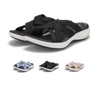 MAINPICK - Sandalias ortopédicas de recuperación cómodas para fascitis plantar con soporte de arco para mujer, zapatos de caminar, Black, 39 EU