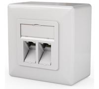 maintec CAT8.1 Universal toma de red, Ethernet de 40 Gbit/s, montaje en superficie o empotrado, 2x RJ45 Keystone blindado, EIA/TIA-568-A/B 8P8C, retrocompatible con CAT8, CAT7, CAT6a, CAT6, CAT5e