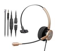 MAIRDI Auriculares de teléfono con Conector RJ9 y Conector de 3,5 mm para Oficina, teléfono Fijo, Escritorio, teléfono Celular, PC, portátil, Centro de Llamadas, Auriculares con micrófono, Funciona