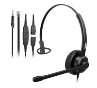 Mairdi Auriculares para teléfono con Conector RJ9 y Conector de 3,5 mm para Landline Deskphone Cell Phone PC Laptop, Call Center Office Headset with Noise Cancelling Microphone for Polycom Avaya