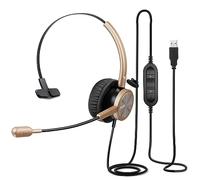 MAIRDI Auriculares USB para teléfono con micrófono sobre la cabeza, auriculares para computadora con control de volumen para llamadas de oficina, auriculares para PC con micrófono con cancelación de