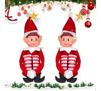 MAISITOO Elfo Navidad 40cm Juego de Elfos Muñeca Suave de Pierna Larga Travieso Duende, Santa Divertida Figura de Elfos Que se comportan Mal con Cuerpo Suave y Cara de Vinilo, niño Elfo Decoración
