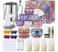 MAISITOO Kit de Fabricación para Velas,herramienta de Bricolaje,Cera de Abeja Natural ,Mechas,Jarra de Vela,Frascos ,Pegatinas,8 colorante
