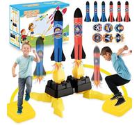 MAISITOO Nueva versión Cohete Juguete,con 6 Cohetes de Espuma,Lanzador de Cohetes para niños,Juegos Jardin Juguete Cohete de Aire,Juguete al Aire Libre para Niños,Regalo para niños a Partir de 3 años