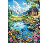 Maison au Bord de la Cascade du lac Rompecabezas 1000 Piezas Cartón para Adultos Y Adolescentes Animal Planta para Coleccionistas Decoración Única Hogar Antiestrés Regalo Reyes Magos 1000 PCS