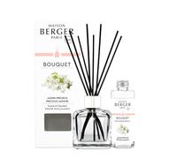 Maison Berger Ambientador de jazmín de cristal transparente, 6 ambientadores negros con botella de 100 ml de perfume, arte francés