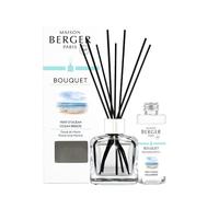 MAISON BERGER Bouquet Perfumado Vent d'Océan Glaçon Transparent, 100 ml | Estuche completo: frasco de cristal, 6 varillas negras y 100 ml de Vent d'Océan, difusión suave y continua de 4 a 6 semanas