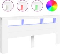 Maison Chic Cabecero con led madera de ingeniería blanco 220x18,5x103,5 cm