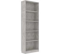 Maison Chic Estantería librería de 5 niveles madera gris hormigón 60x24x175cm