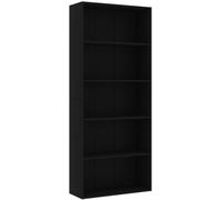 Maison Chic Estantería librería de 5 niveles madera negro 80x30x189 cm