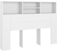 Maison Chic Mueble cabecero con armario de cama madera blanco 140x19x103,5cm
