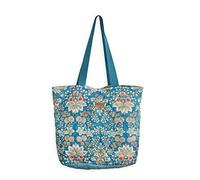 Maison d' Hermine Bolsas de compras acolchadas de algodón con bolsillos con cremallera, bolsa pequeña, reutilizable, bolsa de comestibles, regalos de Pascua, 52 - Marquesa - Azul, 17.7" L x 6.7" W x