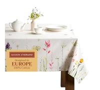 Maison d' Hermine Botanical Fresh Mantel de Pascua 100% algodón para Cocina | Comedor | Mesa | Decoración | Fiestas | Bodas | Primavera/Verano (Cuadrado, 137 cm x 137 cm).