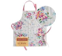 Maison d' Hermine Delantal de cocina 100% algodón de 1 pieza con cuello ajustable y bolsillo central oculto, corbatas largas para mujeres/hombres, cocineros (70 cm x 85 cm) Rose Garden., Día Madre