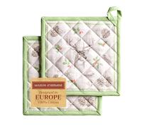 Maison d' Hermine Hot Pads - Juego de 2 agarraderas 100% algodón con bucle, resistentes al calor, para asar, manipular sartenes calientes, rocío de Navidad, Acción de Gracias/Navidad (20 cm x 20 cm)