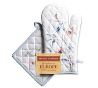 Maison d' Hermine Ice Florals 100% algodón Juego de manopla de Horno (19 cm x 33 cm) y Soporte para ollas (20 cm x 20 cm) para Barbacoa | Cocinar | Hornear | Asar a la Parrilla | Microondas