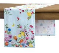 Maison d' Hermine Jardin D'Ete Camino de Mesa de Pascua 100% algodón para Fiesta | Cena | Vacaciones | Cocina | Primavera/Verano [Niebla, Doble Capa (37 cm x 183 cm)]